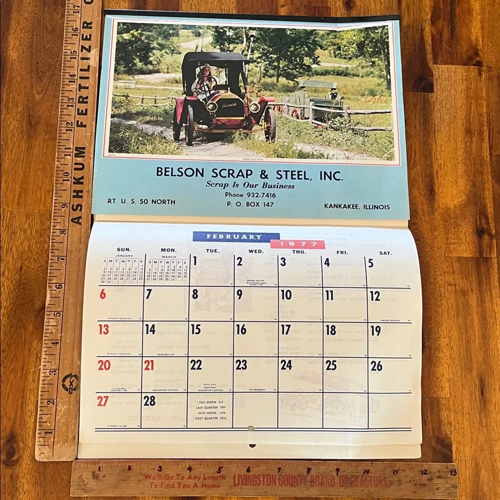 Vtg 1977 Benson Scrap & Steel Advertising Calendar Kankakee, IL 70s Ephemera